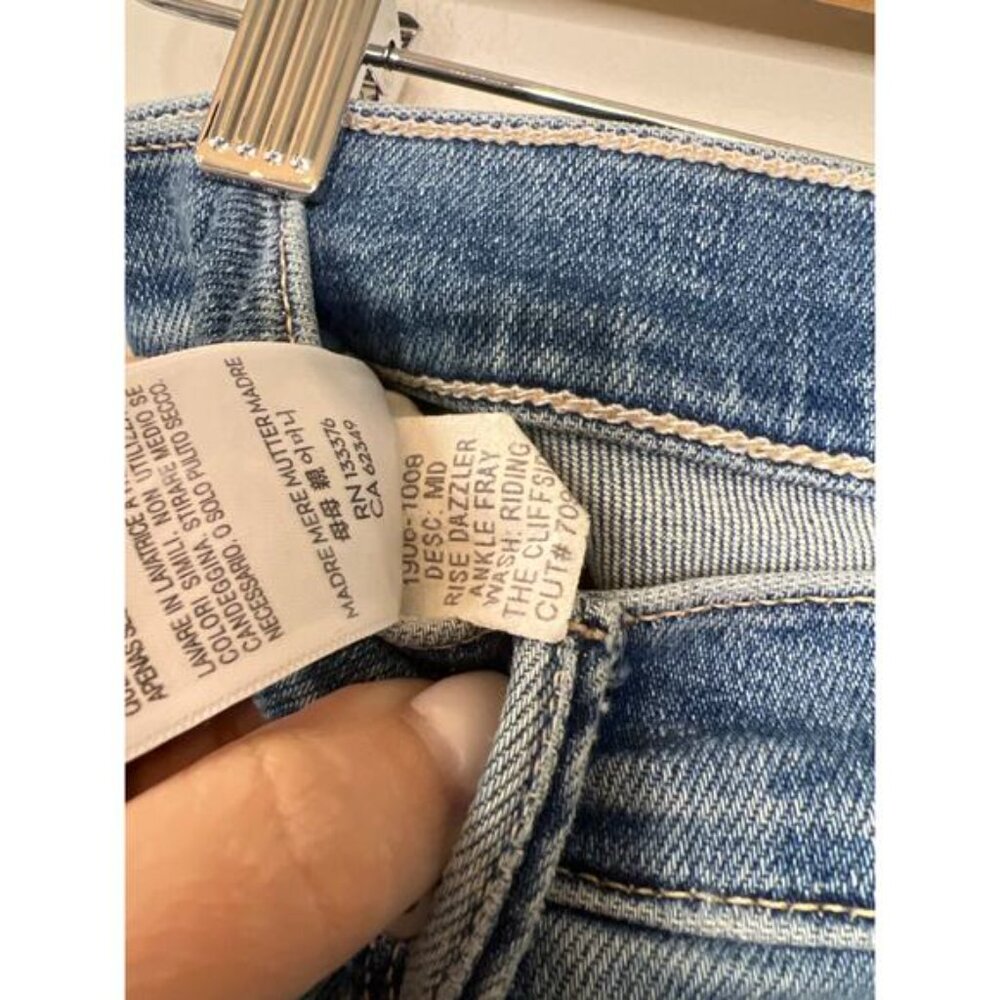 NWT Mother Mid Rise Dazzler Ankle Fray Riding The Cliff Side Jeans Blue Size: 26 - Picture 8 of 10